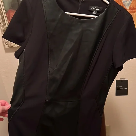 16 BLACK FAUX LEATHER ADDISON DRESS NWT - Picture 5 of 10